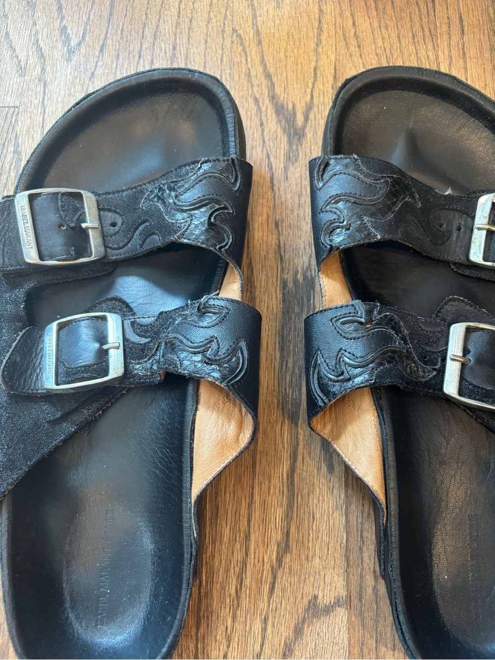Isabel Marant Etoile Gail Embossed Leather Sandals In Black - Picture 3 of 7